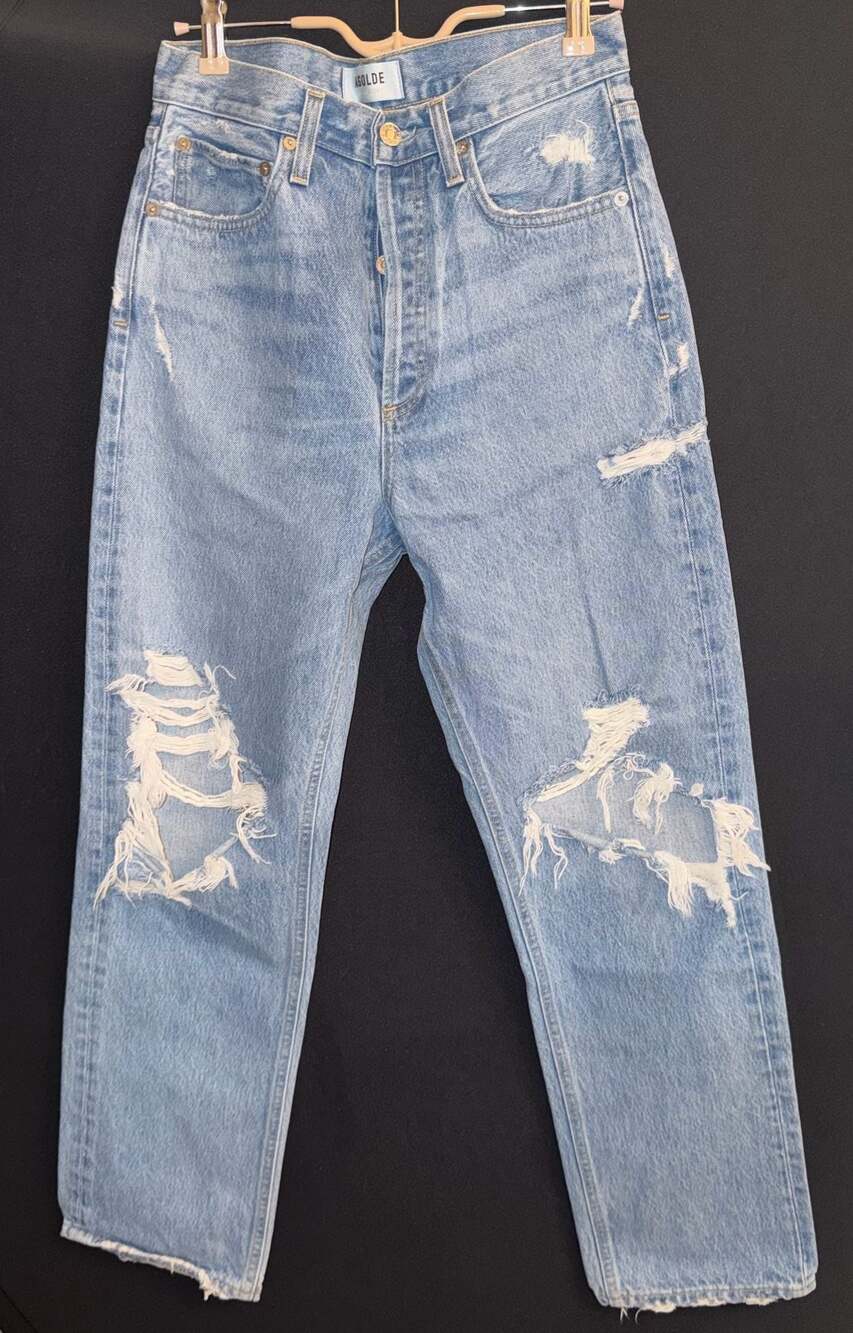 AGOLDE 90s Distressed High-Rise Straight-Leg Jeans